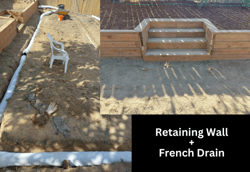 Retaining Wall, French Drain, Before Photo